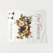 Happy Thanksgiving Herbstblumen Familienname Wandteppich (Vorderseite (Horizontal))