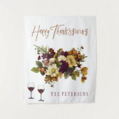 Happy Thanksgiving Herbstblumen Familienname Wandteppich (Vorderseite)