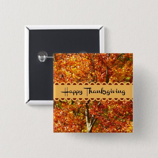 Happy Thanksgiving - Herbstfarben Button (Vorne & Hinten)