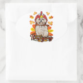 Happy Thanksgiving Herbstlaube Autumn Shih Tzu Ovaler Aufkleber (Tasche)