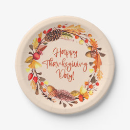 Happy Thanksgiving Herbstlaube Wreath Party Dekora Pappteller