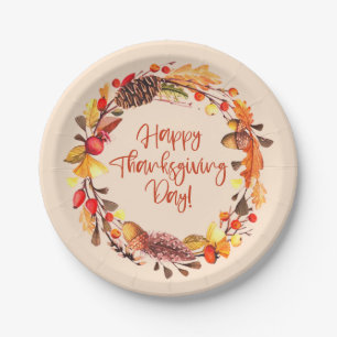 Happy Thanksgiving Herbstlaube Wreath Party Dekora Pappteller