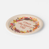 Happy Thanksgiving Herbstlaube Wreath Party Dekora Pappteller (Schrägansicht)