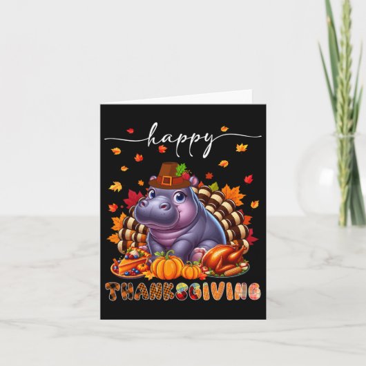 Happy Thanksgiving Hippo Kostüm Türkei Fall Verlas Karte (Vorderseite)
