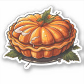 Happy Thanksgiving Holiday Cartoon Pumpkin Pie Aufkleber (Vorderseite)
