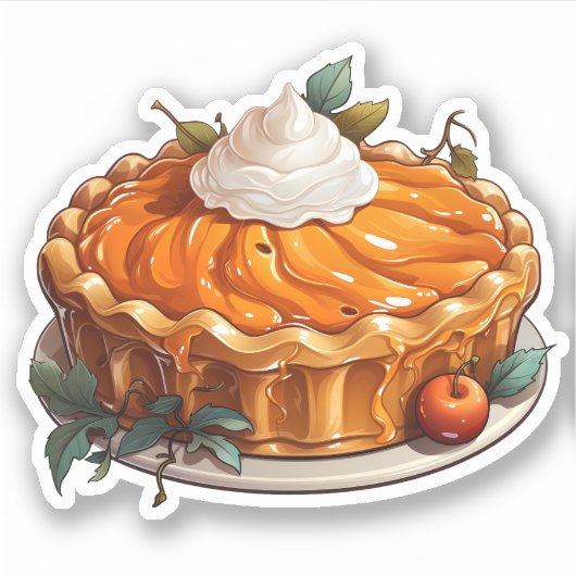 Happy Thanksgiving Holiday Cartoon Pumpkin Pie Aufkleber (Vorderseite)
