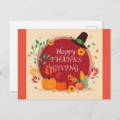 Happy Thanksgiving Holiday Postkarte (Vorne/Hinten)