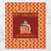 Happy Thanksgiving Holiday Türkei Abendessen Weinetikett (Einzelnes Label)