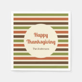 Happy Thanksgiving Host Name Herbst Farben Streife Serviette (Vorderseite)