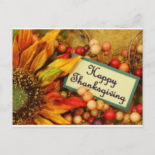 Happy Thanksgiving Hübscher Blumenurlaub Postkarte