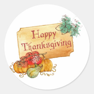 Happy Thanksgiving Illustration Runder Aufkleber