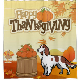 Happy Thanksgiving Irish Red and White Setter Duschvorhang