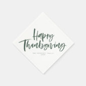 Happy Thanksgiving Jäger grünes Pinselskript Serviette (Ecke)