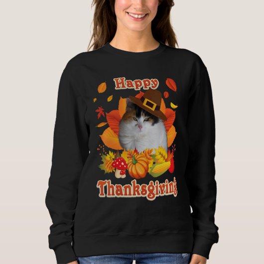 Happy Thanksgiving Japanese Bobtail Cat I'm Thankf Sweatshirt (Vorderseite)