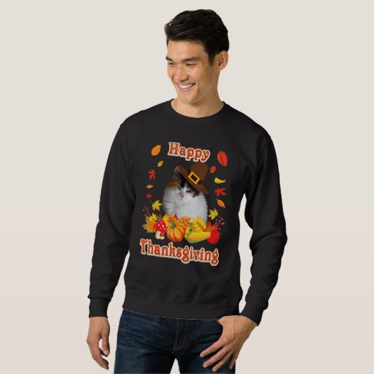 Happy Thanksgiving Japanese Bobtail Cat I'm Thankf Sweatshirt (Vorne ganz)