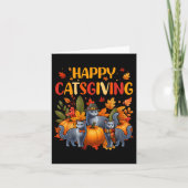 Happy Thanksgiving Katze Drei Niedliche russische Karte (Vorderseite)