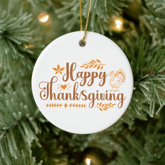 Happy Thanksgiving Keramik Ornament (Baum)