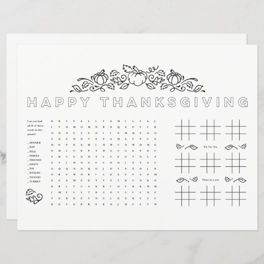 Happy Thanksgiving Kinder Tischtennis Seite (Vorne/Hinten)