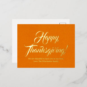 Happy Thanksgiving Kürbis elegante Drehbuch-Brauch Folien Feiertagspostkarte