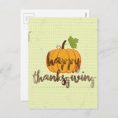 Happy Thanksgiving Kürbis Feiertagspostkarte (Vorne/Hinten)