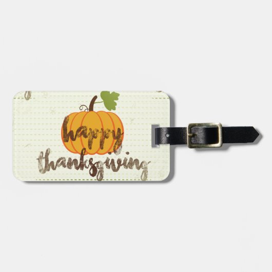 Happy Thanksgiving Kürbis Gepäckanhänger (Vorderseite horizontal)