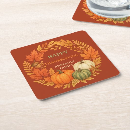 Happy Thanksgiving Kürbisfall Terrakotta Rechteckiger Pappuntersetzer (angewinkelt)