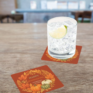 Happy Thanksgiving Kürbisfall Terrakotta Rechteckiger Pappuntersetzer