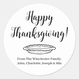 Happy Thanksgiving Kürbiskuchen benutzerdefinierte Runder Aufkleber