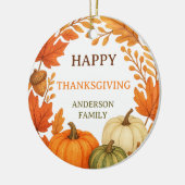 Happy Thanksgiving Kürbisse fallen Blätter Keramik Ornament (Links)