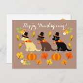 Happy Thanksgiving Labrador Silhouette Feiertagspostkarte (Vorne/Hinten)