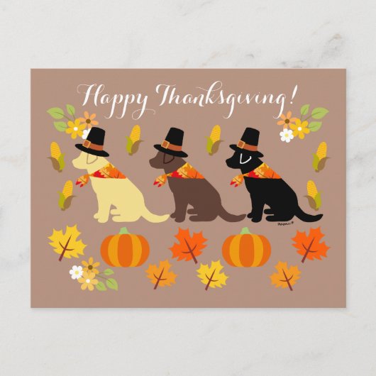 Happy Thanksgiving Labrador Silhouette Feiertagspostkarte (Vorderseite)