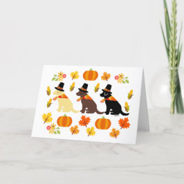 Happy Thanksgiving Labrador Silhouette Weiß Karte