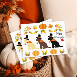 Happy Thanksgiving Labrador Silhouette White Postkarte