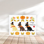 Happy Thanksgiving Labrador Silhouette White Postkarte