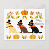 Happy Thanksgiving Labrador Silhouette White Postkarte (Vorderseite)