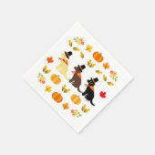 Happy Thanksgiving Labrador Silhouette White Serviette (Ecke)