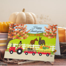 Happy Thanksgiving Labradors and Traktor Card Karte