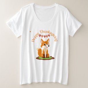 Happy Thanksgiving Lächeln Fox Große Größe T-Shirt