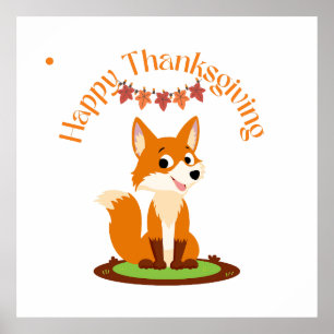 Happy Thanksgiving Lächeln Fox Poster