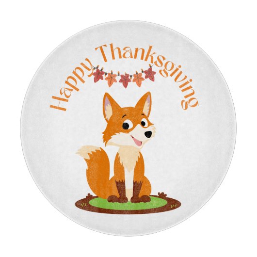 Happy Thanksgiving Lächeln Fox Schneidebrett (Vorderseite)