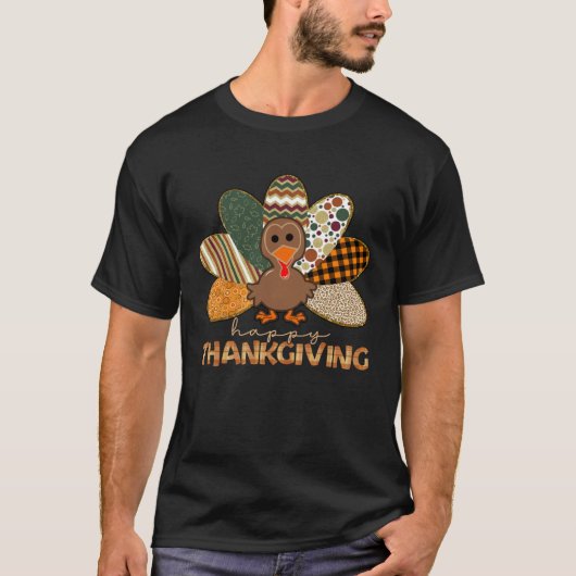 Happy Thanksgiving Leopard Print Fall Flannels Cos T-Shirt (Vorderseite)