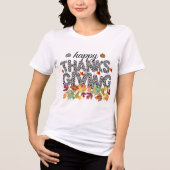 Happy Thanksgiving Leopard Print & Fall Leaves Tee (Vorderseite)