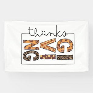 Happy Thanksgiving Leopard Print Rainbow Türkei Banner