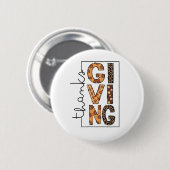 Happy Thanksgiving Leopard Print Rainbow Türkei Button (Vorne & Hinten)