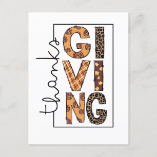 Happy Thanksgiving Leopard Print Rainbow Türkei Einladungspostkarte