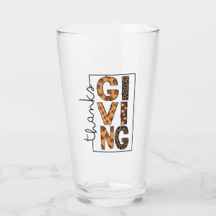 Happy Thanksgiving Leopard Print Rainbow Türkei Glas