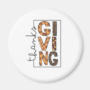 Happy Thanksgiving Leopard Print Rainbow Türkei Magnet