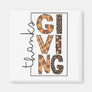 Happy Thanksgiving Leopard Print Rainbow Türkei Magnet