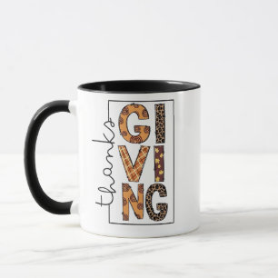 Happy Thanksgiving Leopard Print Rainbow Türkei Tasse