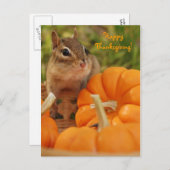 Happy Thanksgiving Little Chipmunk Postcard Feiertagspostkarte (Vorne/Hinten)